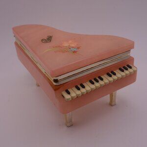 Paris Flower Pink Stone Piano Jewellery Box